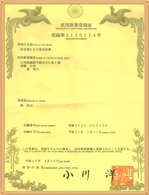 LED pixel light with Japan pantent